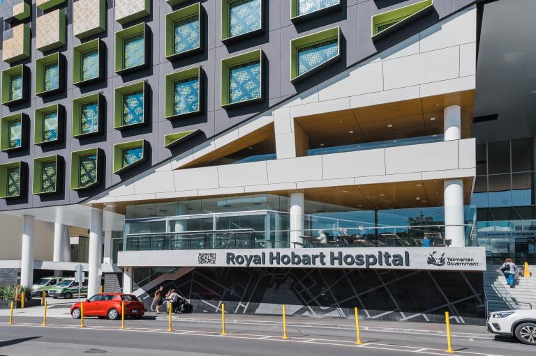 The entrance to Royal Hobart Hospital.