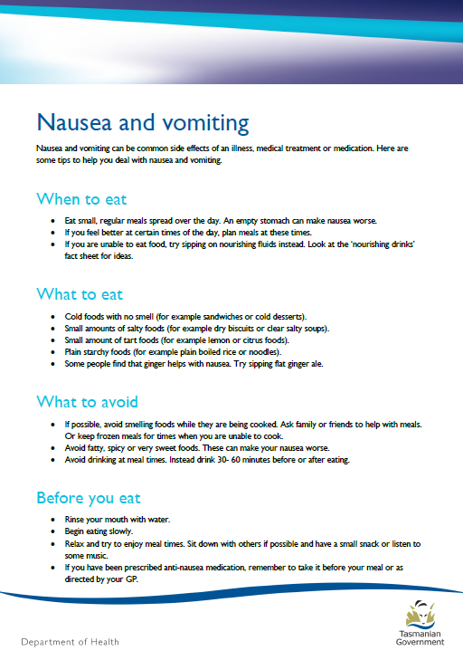 Nausea and vomiting  Tasmanian Department of Health