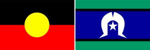 Images of the Aboriginal flag and the Torres Strait Islander flag side by side.