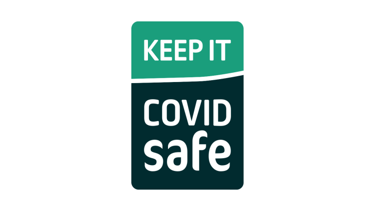 Keep it Covid Safe text in green logo.