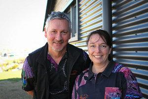 Picture of Marc Hicks (a man) and Emma Robertson (a woman) of Karadi Aboriginal Corporation.
