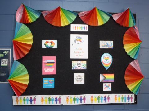 An LGBTIQ+ display at Burnie Community Health Centre for North West Pride