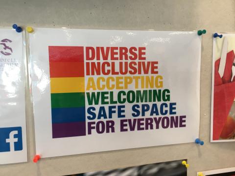 An LGBTIQ+ inclusive sign made by Sorell Family Medical Practice