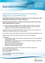 Royal Hobart Hospital Consumer and Community Engagement Council (RHH CCEC) – Expression of Interest