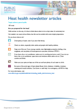 Heat health client carer public newsletter articles templates