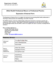 Thumbnail of Allied Health Professional Return to Professional Practice Expression of Interest Word Document Form