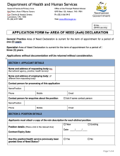 Thumbnail image of the area of need declaration form.