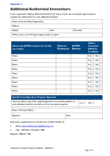 Thumbnail image of the additional authorised immunisers form