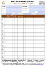 Thumbnail of the Buprenorphine (SUBUTEX® TABLET) administration chart template.
