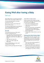 Thumbnail image of the eat well after having a baby fact sheet