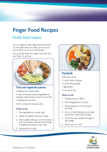 Thumbnail image of the finger food recipe fact sheet