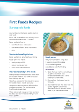 Thumbnail image of the first food recipes fact sheet