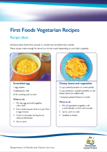 Thumbnail image of the First foods vegetarian recipes fact sheet