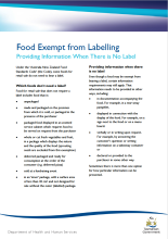 Thumbnail image of Food Exempt From Labelling fact sheet
