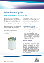 Thumbnail image of a guide to making infant formula safely.