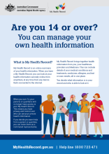 Thumbnail image of the My Health Record 14 or over fact sheet