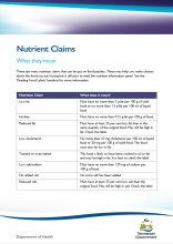 Thumbnail image of the nutrient claims fact sheet