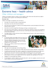 Thumbnail image of the Older children and teenagers extreme heat fact sheet