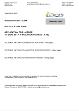 Thumbnail image of the RPA0001 X-RAY Licence Application form