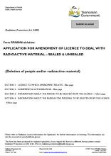 Thumbnail image of the RPA0006 Application for Amendment Deletion