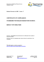 Thumbnail image of RPA0405 Standard for Compliance Sealed Radiation Source Bench Top Analyser form