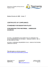 Thumbnail image of the RPA0505 Standard of Compliance Place Radioactive materials unsealed source form
