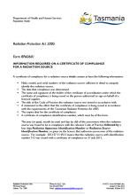 Thumbnail image of the RPA0601 Information Required on Certificate of Compliance form