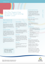 Thumbnail image of the fact sheet about supporting someone experiencing sudden loss.