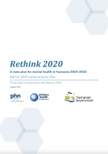 Thumbnail image of the document outlining the Rethink 2020 implementation plan.