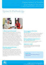 Thumbnail image of the Speech Pathology careers fact sheet