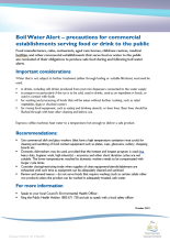 Boil water alert precautions for commercial establishments service food or drink to the public fact sheet cover page