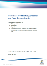 Thumbnail image of the cover of the Guidelines for Notifying Diseases and Food Contaminants document