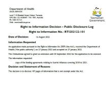 Right to Information Decision RTI202122-101