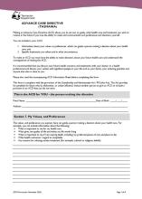 A thumbnail image of the advance care directive form.