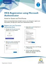 Screen shot of the first page of the MFA registration using Microsoft Authenticator guide for guests and third parties document