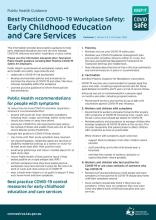 Best Practice COVID-19 Workplace Safety: Early Childhood Education and Care Services thumbnail