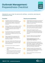 COVID-19 outbreak management preparedness checklist thumbnail