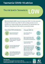 COVID-19 Low Level Risk poster