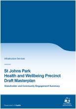 cover page of the Stakeholder and Community Engagement Summary - St Johns Park Health and Wellbeing Precinct Draft Masterplan