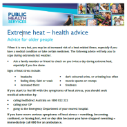 Extreme heat health advice for older people