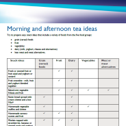 Morning and afternoon tea ideas factsheet