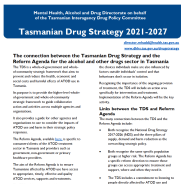 Thumbnail image of one of the Tasmanian drug strategy 2021-27 factsheets available on this page.