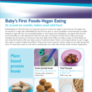 Thumbnail image of baby's first food fact sheet for vegans