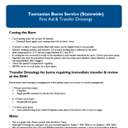 Thumbnail image of the Burns First Aid and Transfer Dressings fact sheet
