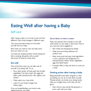 Thumbnail image of the eat well after having a baby fact sheet