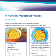 Thumbnail image of the First foods vegetarian recipes fact sheet