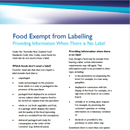 Thumbnail image of Food Exempt From Labelling fact sheet