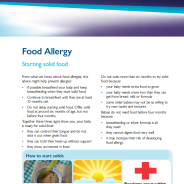 Thumbnail image of the Food allergy starting solid food fact sheet