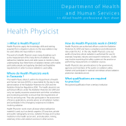 Thumbnail image of the Health Physicist career fact sheet
