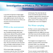 Thumbnail image of the document about the investigation of PFAS in Pitt Water